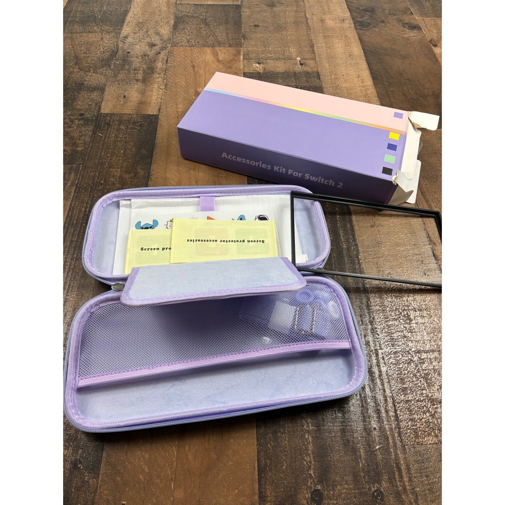 Purple Accessories Kit for Switch 2 Carrying Case Screen Protector Stickers - Picture 8 of 8